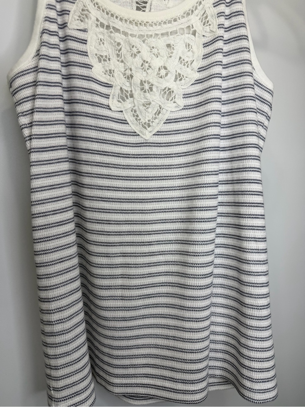 Polo Ralph Lauren White & Blue Striped Crochet Tank Top Women’s Large - Picture 6 of 12